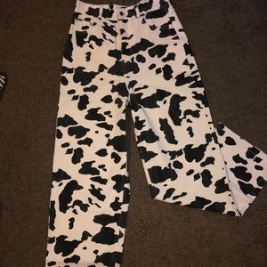 Shekou - Cow Print, High Waisted, Wide Leg Pants